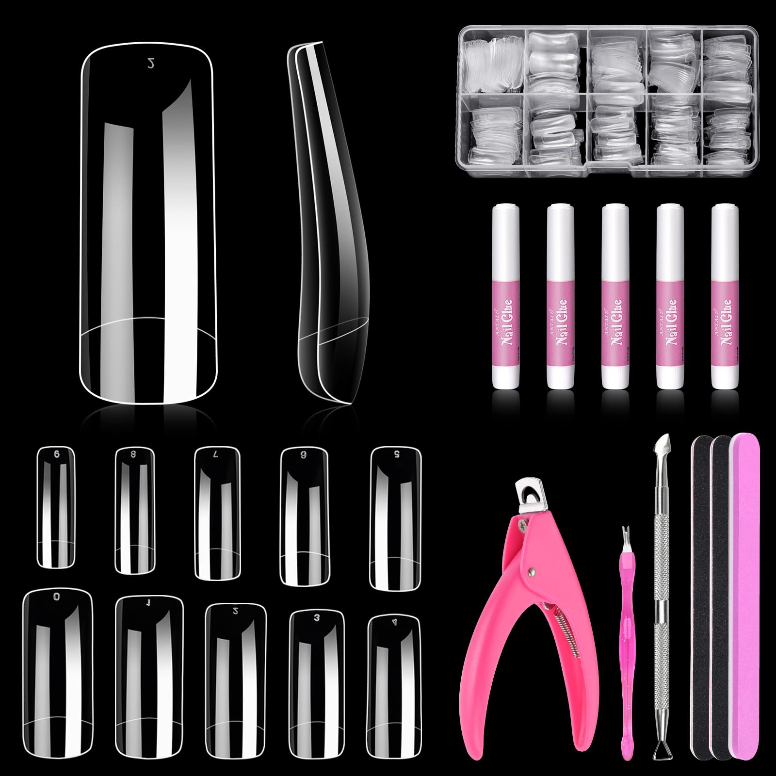 MORGLES 500-pcs clear square nail tips for durable DIY nails
