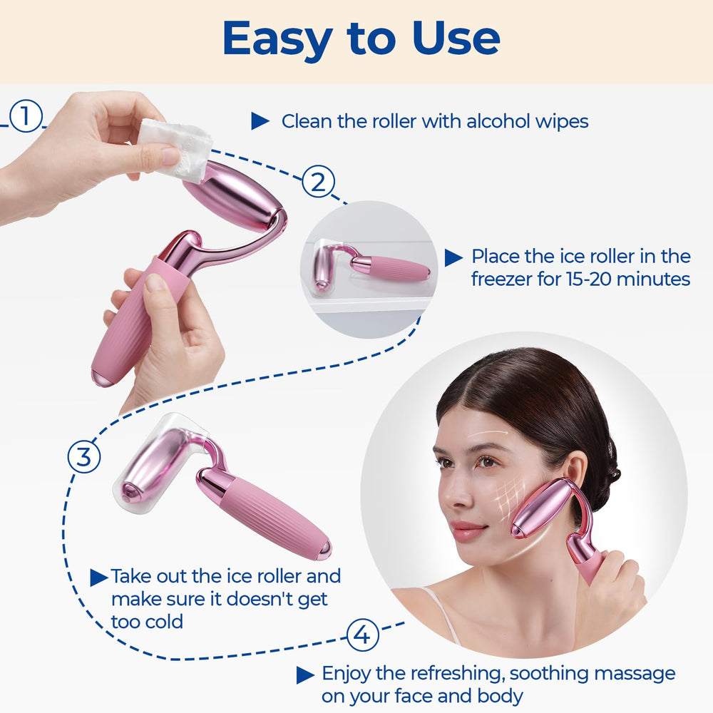 MORGLES Ice Roller silicone handle offers secure grip during use