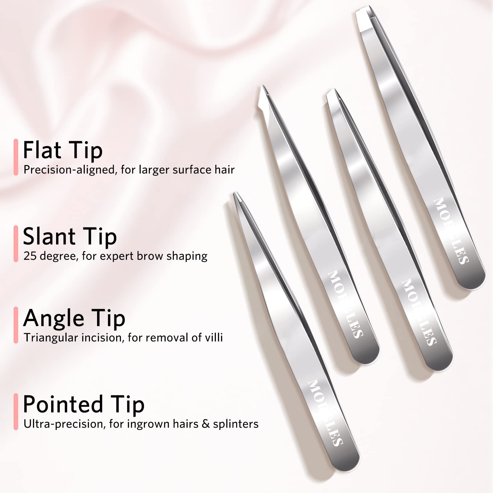 MORGLES-pointed-tweezers-closeup grip control for fine-detail tasks.