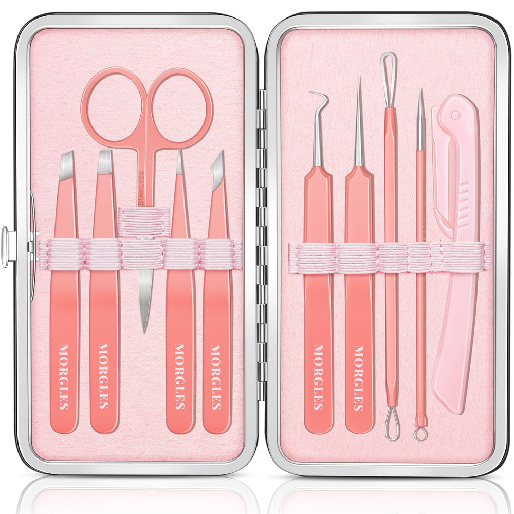 MORGLES Eyebrow Tweezers Kit close-up for precise grooming