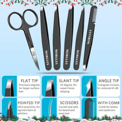 MORGLES flat tweezers precision tip grips tiny hairs with accuracy.