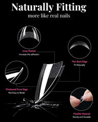 MORGLES half-cover square nail tips illustrating secure adhesion and comfortable fit.