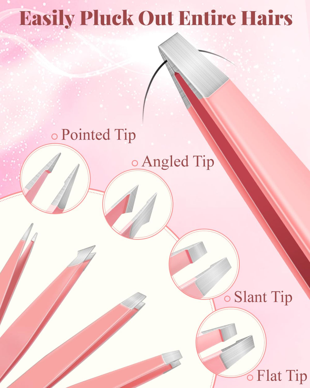 MORGLES Ingrown hair tweezers angles for easy root-level hair removal