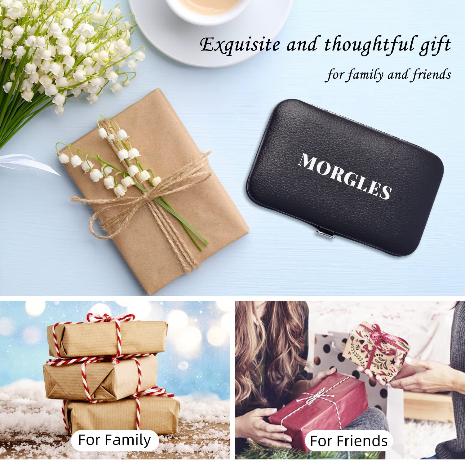 MORGLES leather travel case open showing organized storage