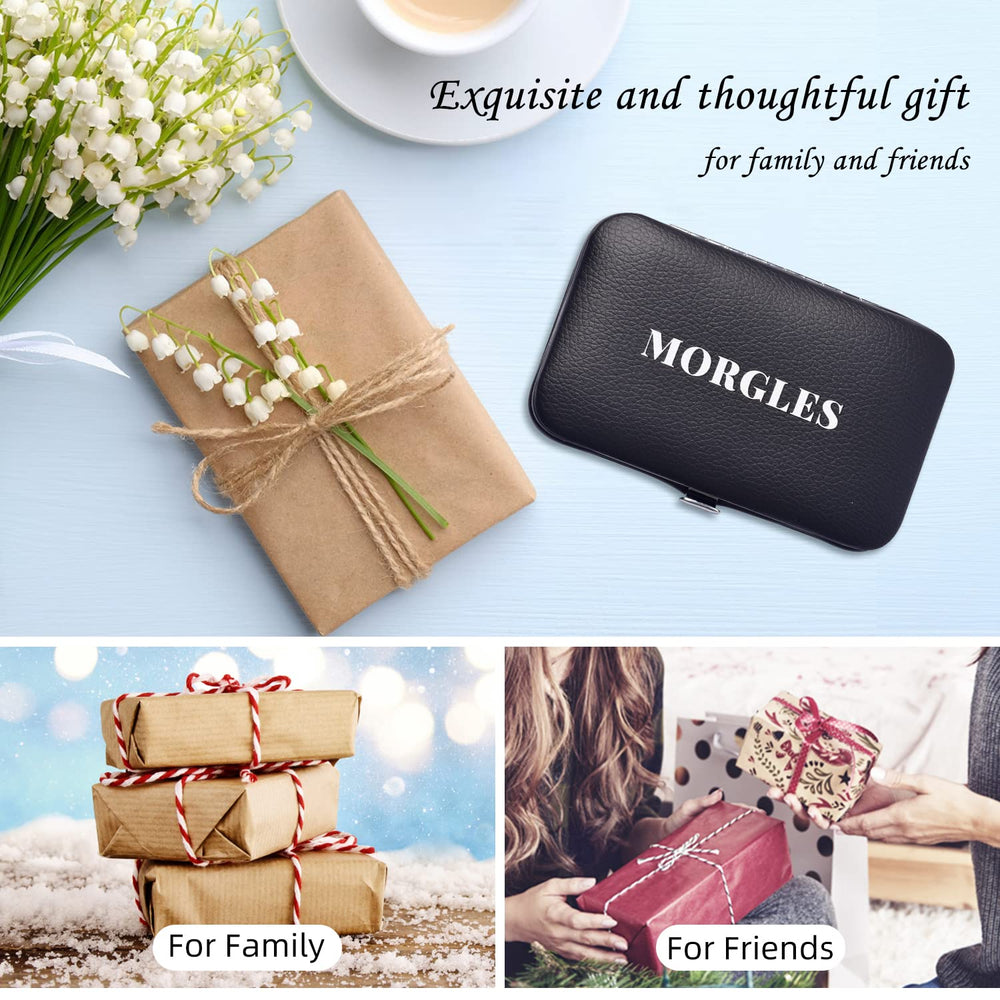 MORGLES leather travel case open showing organized storage