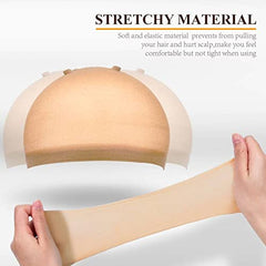 MORGLES wig caps nylon material close-up shows soft, snug, breathable fit for comfortable wear.
