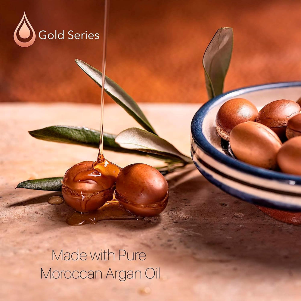 Moroccan Gold Series Treatment Mask on color-treated curls for shine