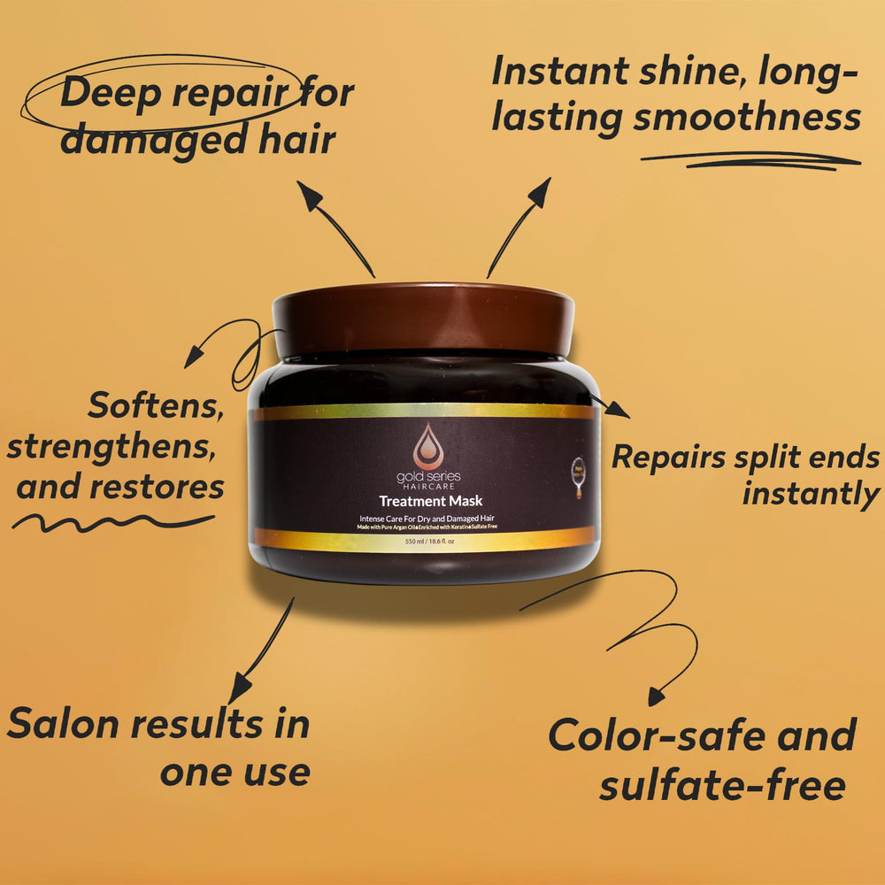 Moroccan Gold Series Treatment Mask on dry damaged hair for nourishment