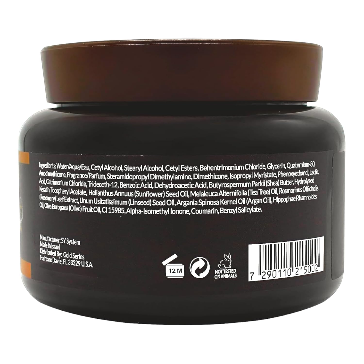 Moroccan Gold Series Treatment Mask jar close-up showing rich keratin for repair