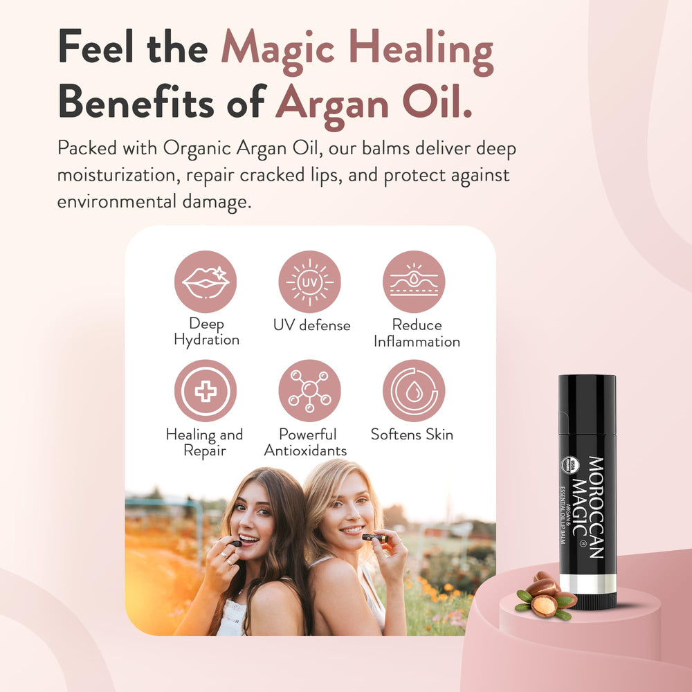 Moroccan Magic Lip Balm Coconut Almond SPF15 – tropical scent with all-day moisture.
