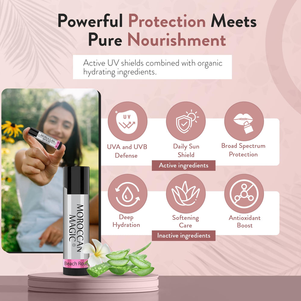 Moroccan Magic Lip Balm Rose – floral hydration for soft, kissable lips.