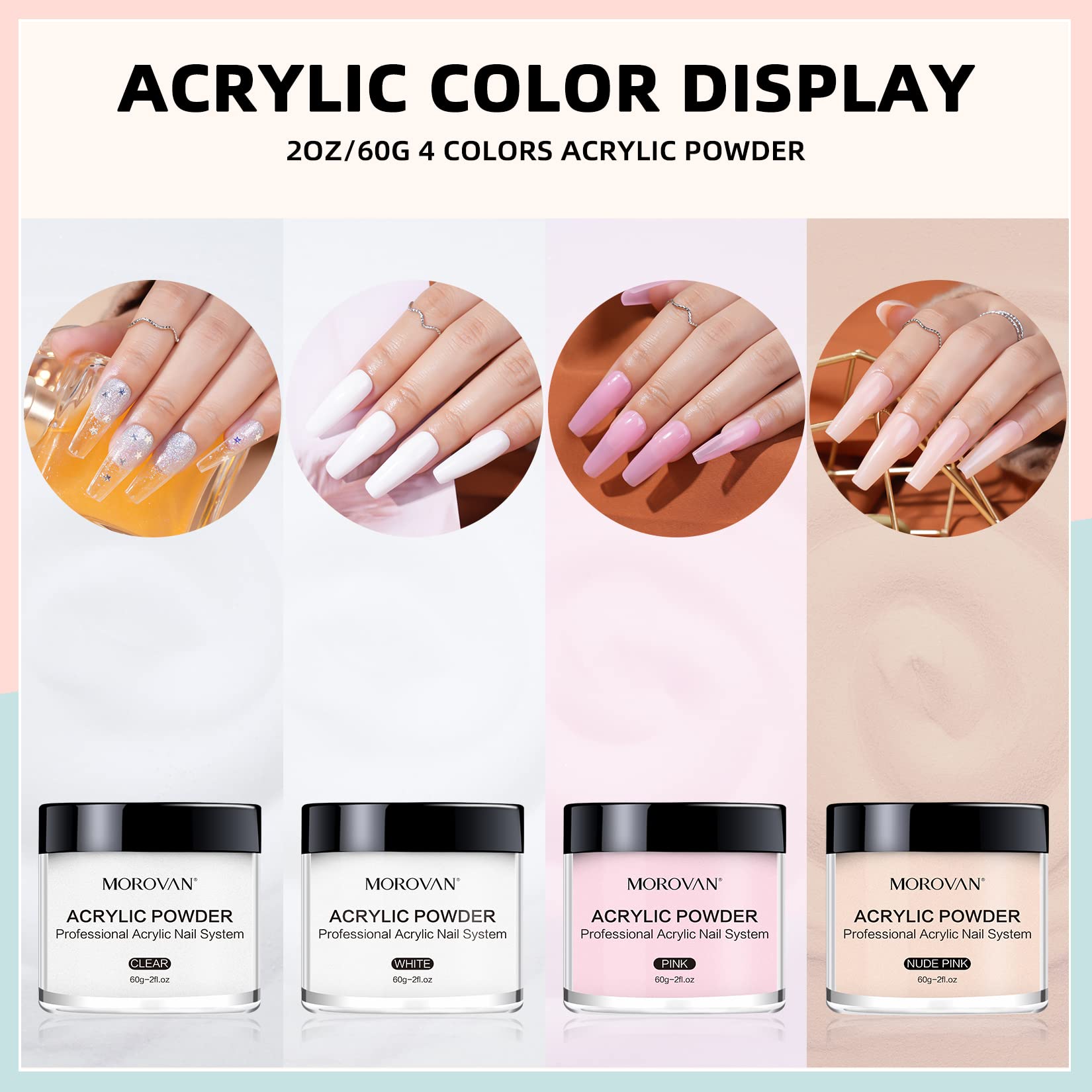 Morovan acrylic nail powder set 3D carving enables detailed floral designs with precision.