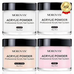 Morovan acrylic nail powder set 4 colors color palette for versatile, long-lasting nails.