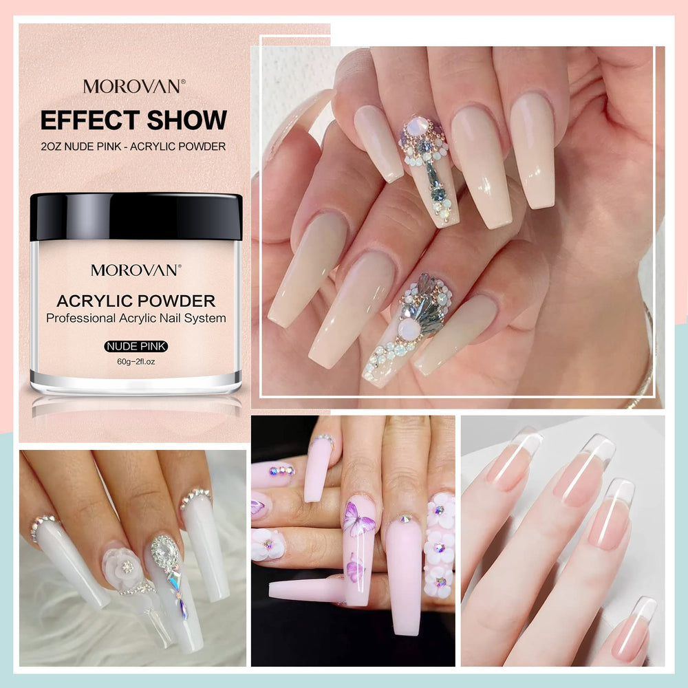 Morovan acrylic nail powder set French nail art idea showcases clean, professional finishes.