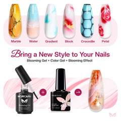 Morovan Blooming Gel marble nail art closeup enabling dramatic natural stone looks