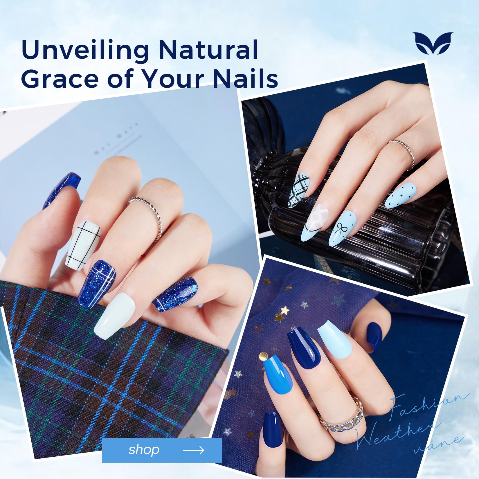 Morovan Blue Nail Polish Set cobalt close-up shows a glossy, quick-dry finish