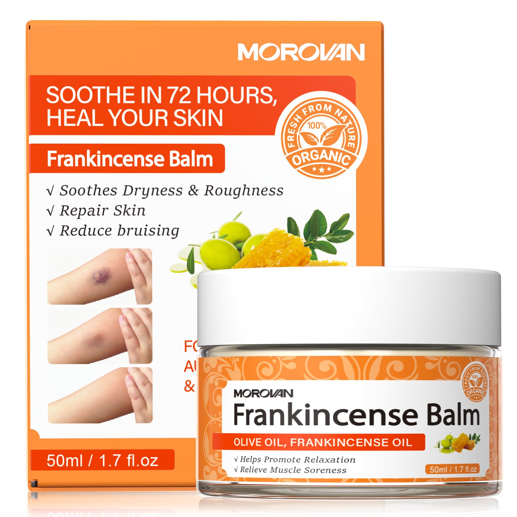 Morovan Frankincense Balm 2oz bottle for easy daily moisturization