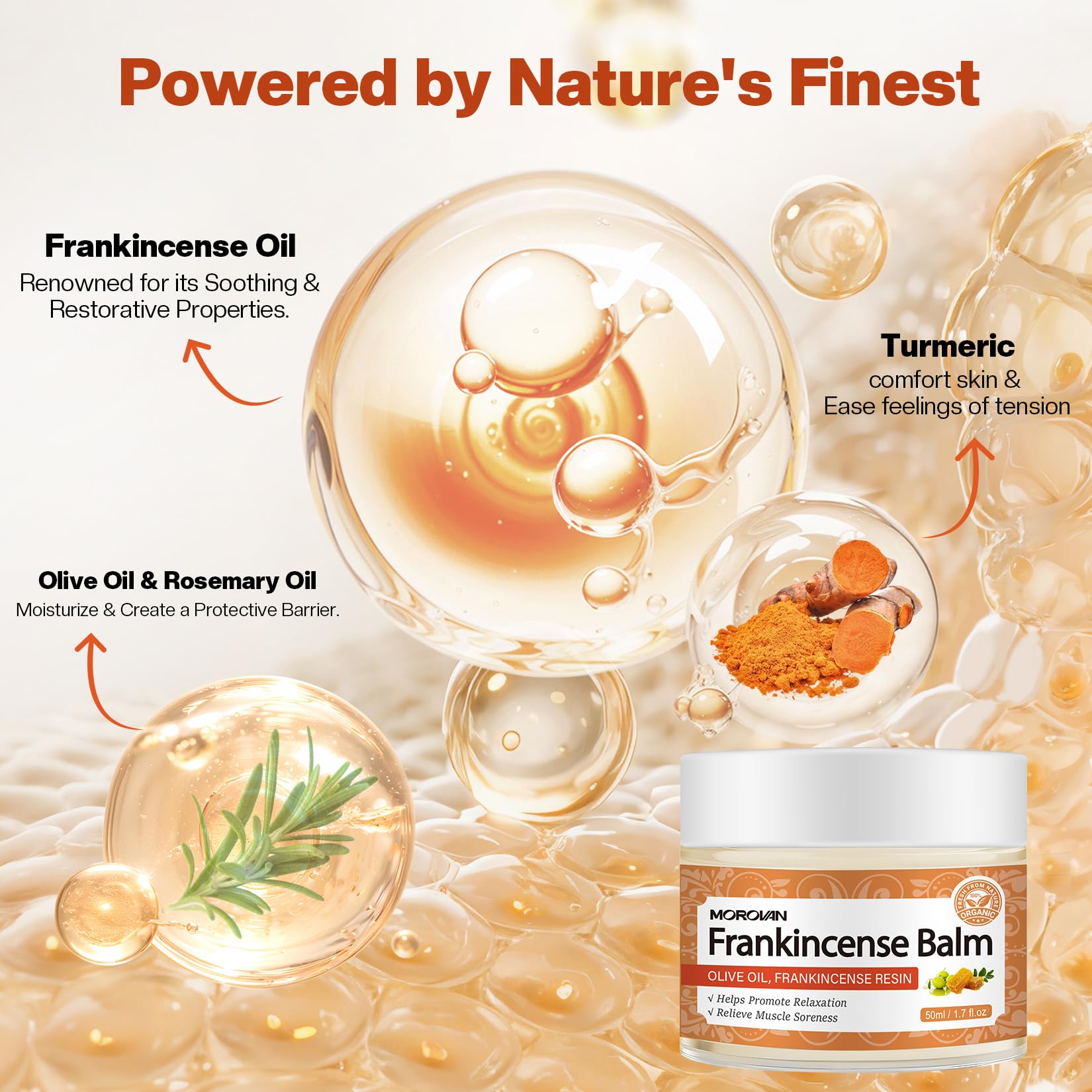 Morovan Frankincense Balm packaging highlights natural ingredients