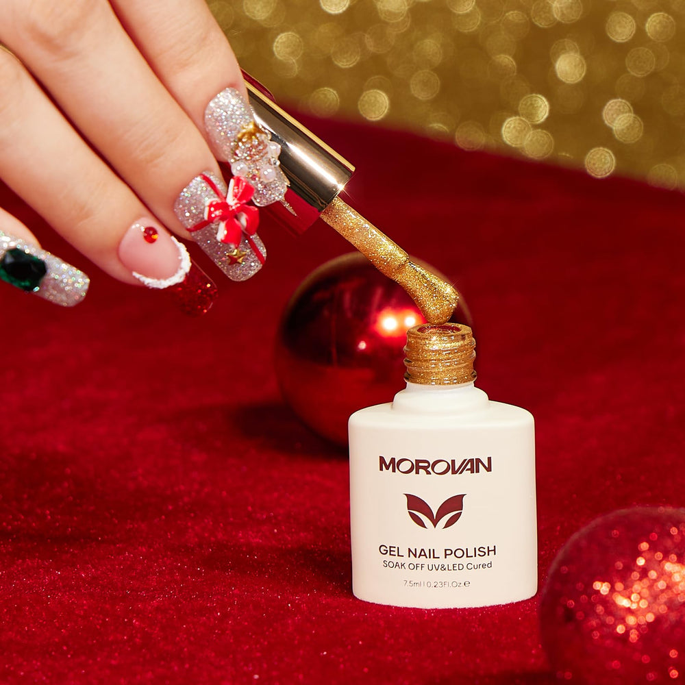 Morovan gel nail polish set uv-led lamp usage demonstrates fast curing for salon like results at home