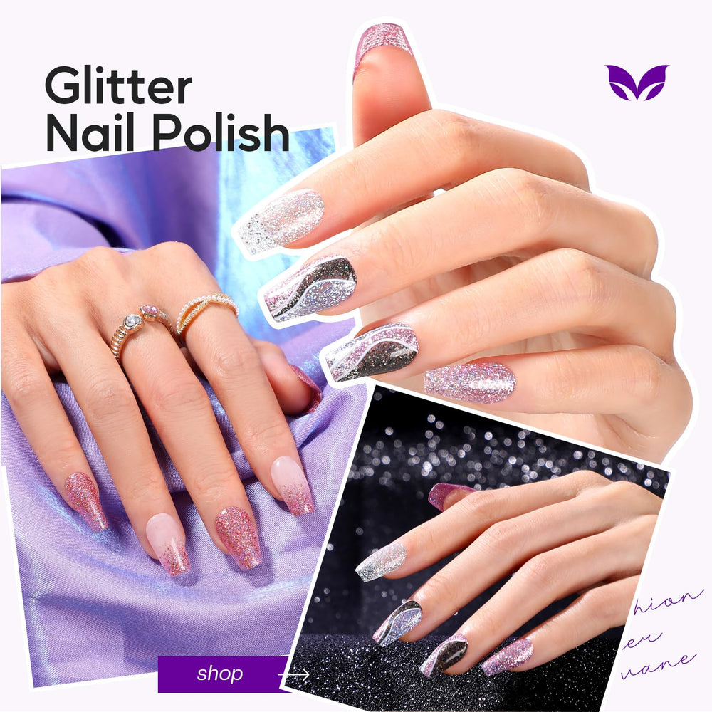 Morovan glitter nail polish set quick-dry layers demonstrates easy buildable color for looks.