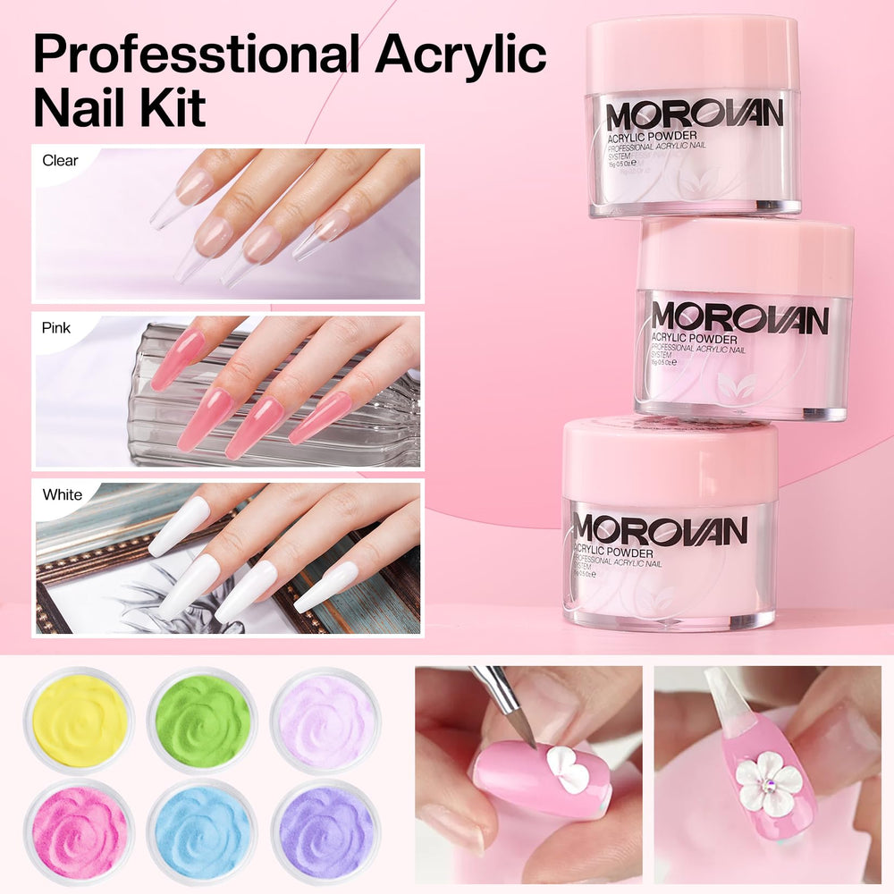 Morovan glitter powders add sparkling accents for festive or chic nail looks.