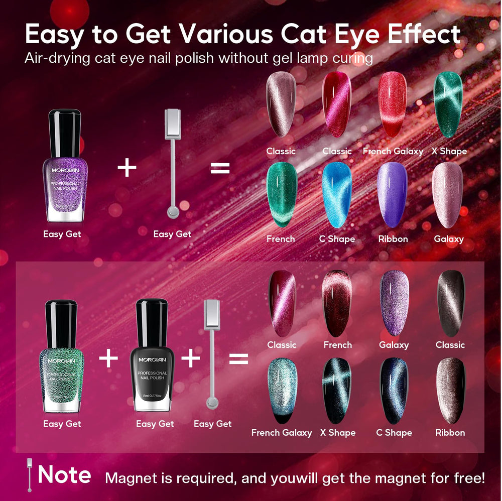 Morovan magnetic cat-eye cobalt blue polish for vibrant accents