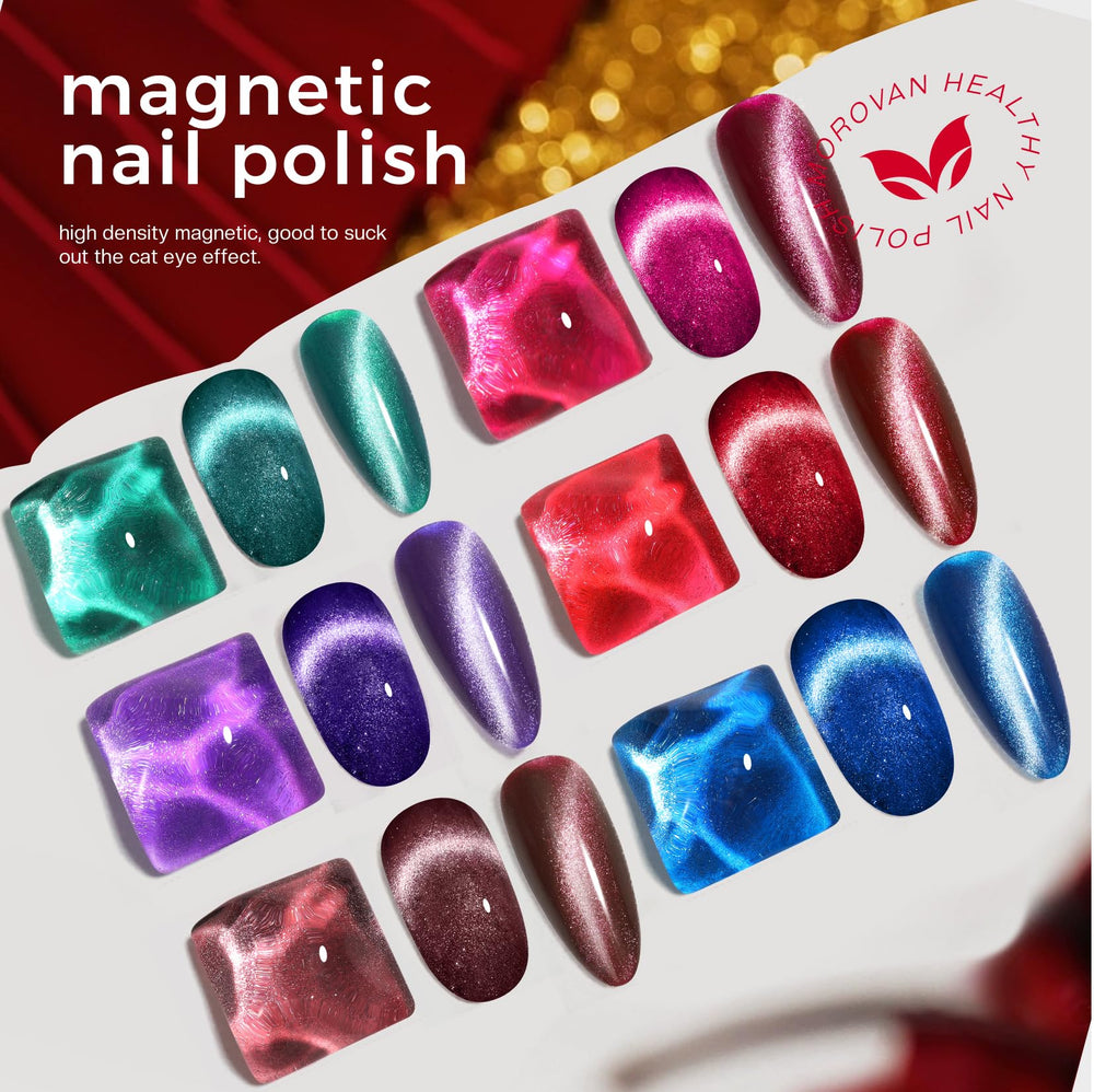 Morovan magnetic rose pink polish with cat-eye shimmer for soft manicures