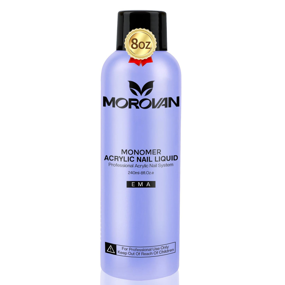 Morovan monomer nail liquid 8oz pour for smooth acrylic application.