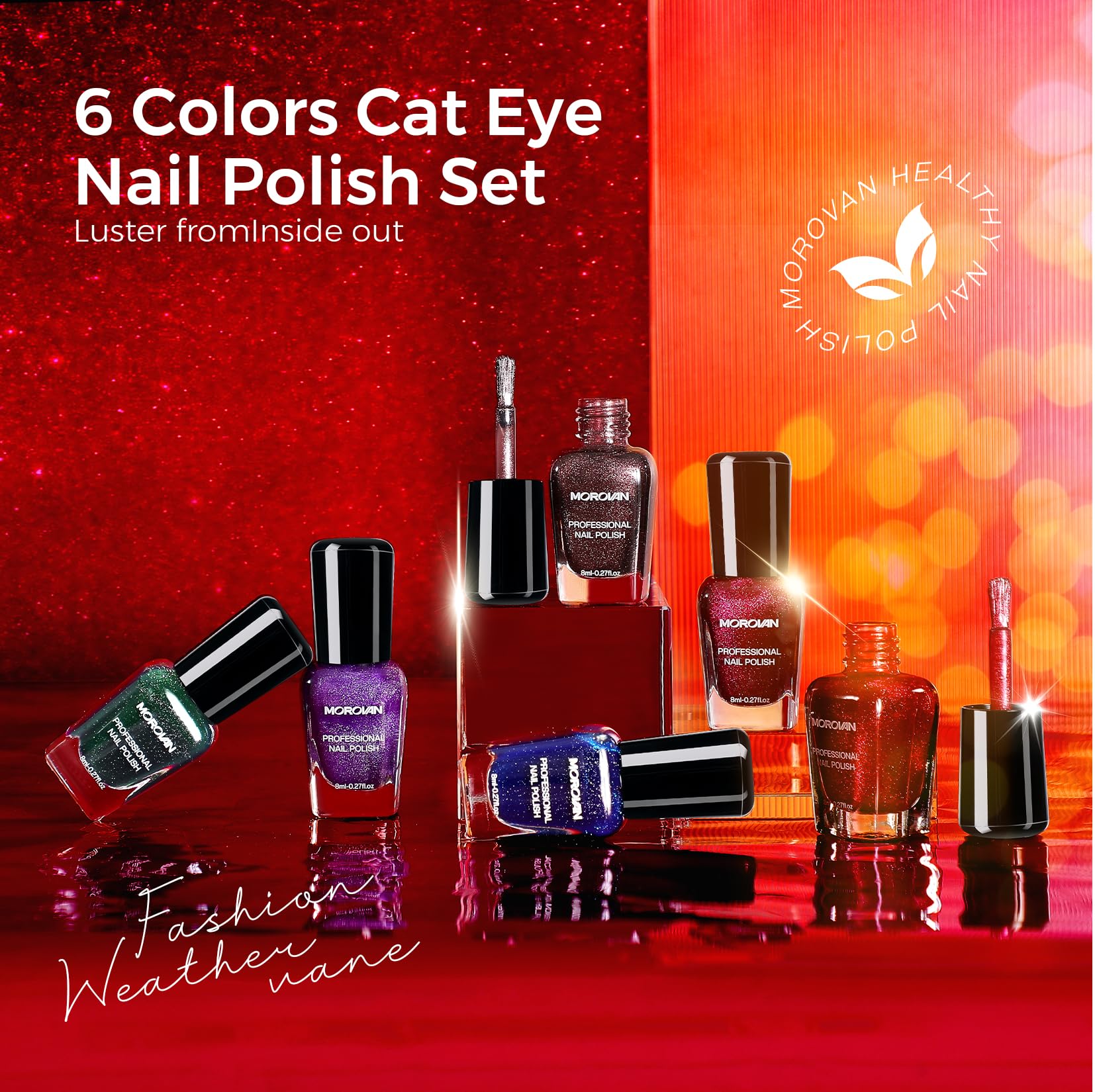 Morovan nail-art kit packaging showing six shade options