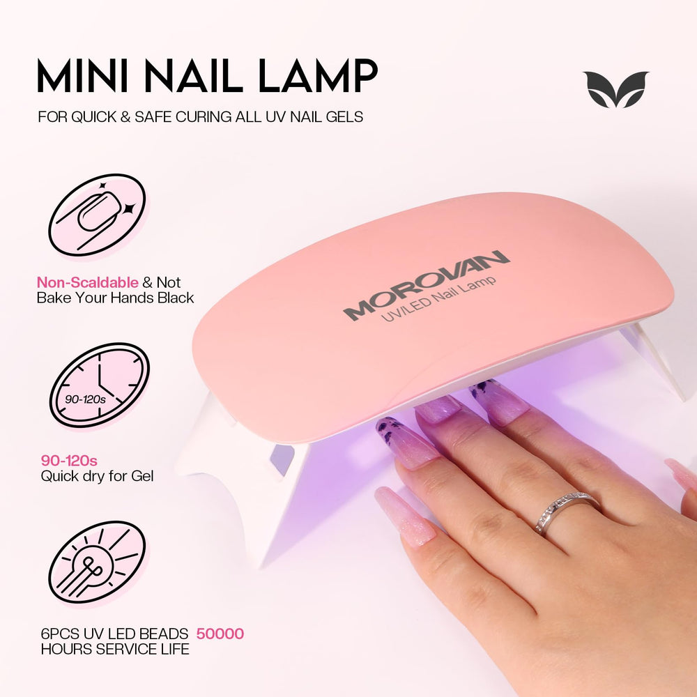 Morovan nail lamp cures gel nails quickly and evenly for perfect results.