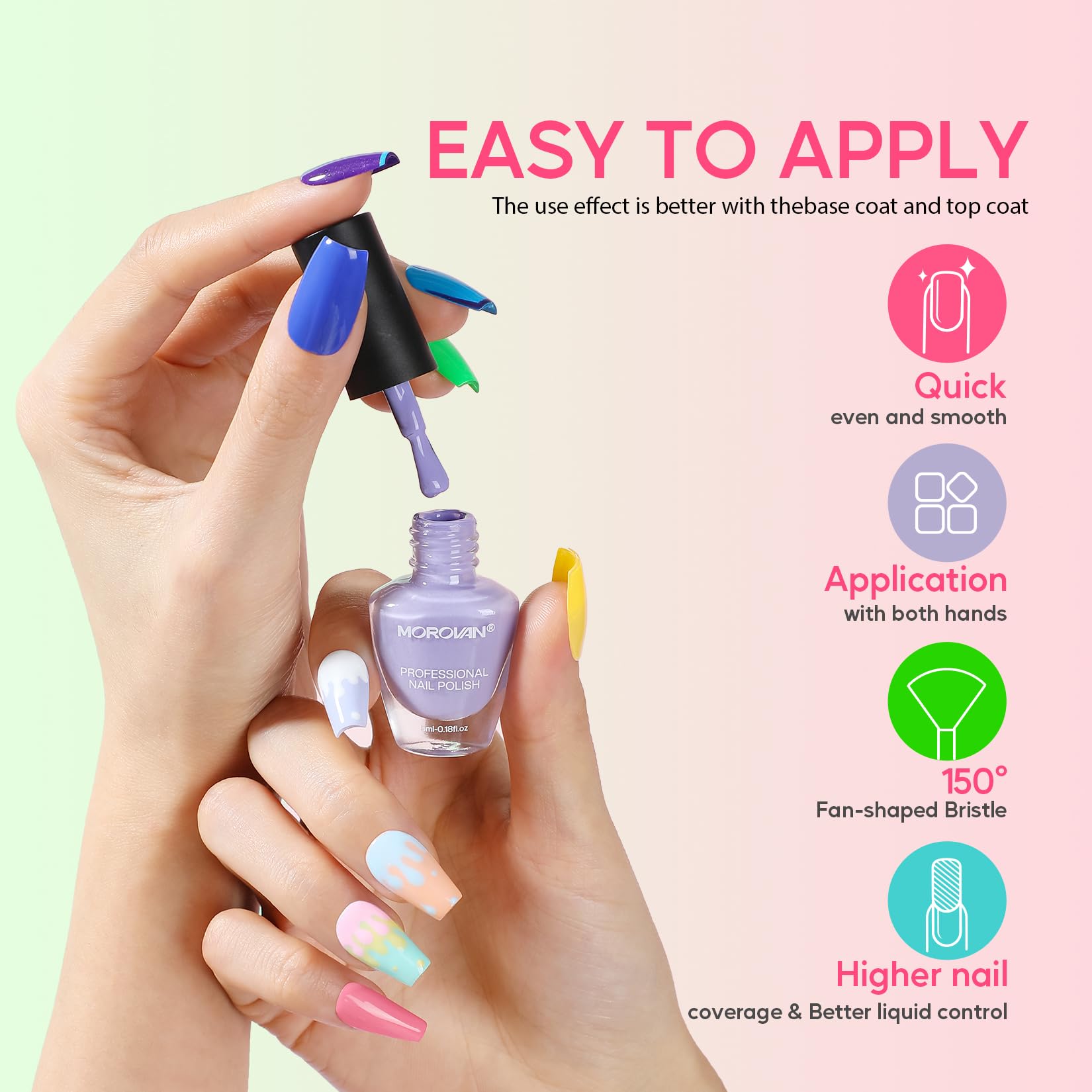 Morovan base coat preps nails for longer wear and even color.