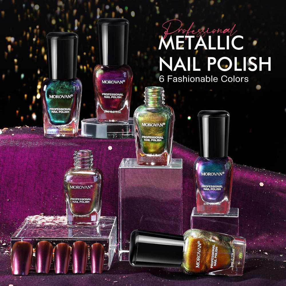 Morovan nail polish bottle shows a glossy finish for high-impact color.