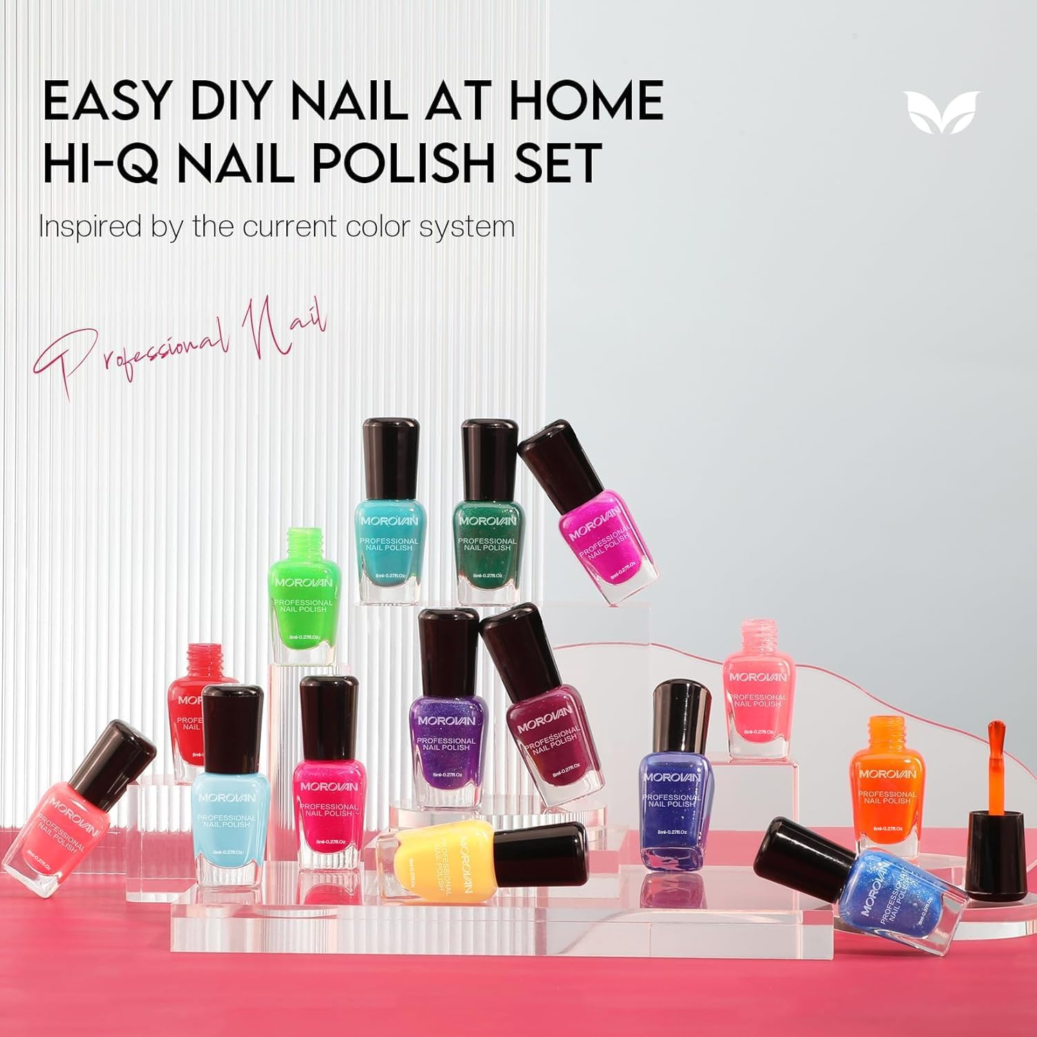 Morovan Nail Polish Set shimmering glitter finish adds festive nail flair.