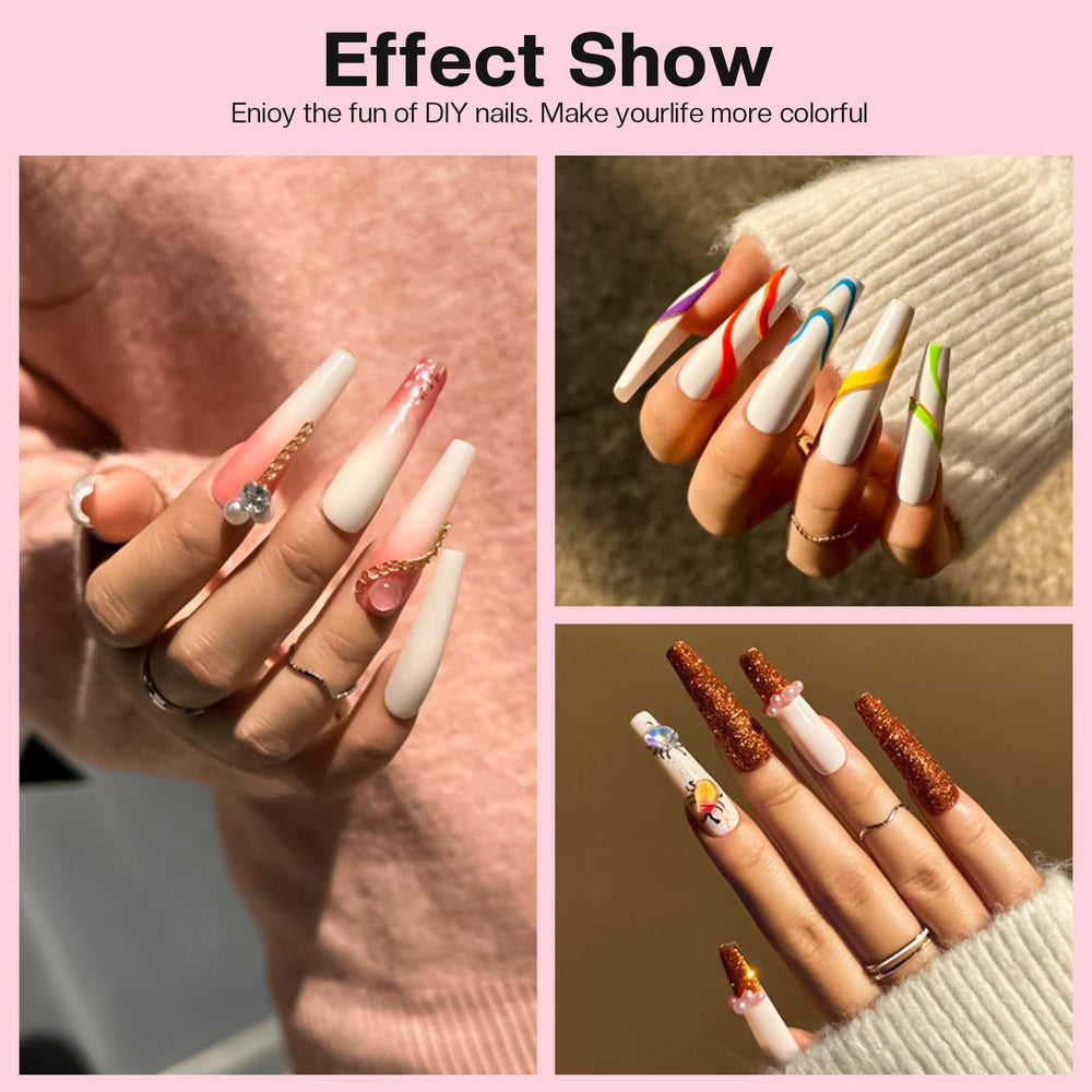 Morovan nail tips and forms provide two extension methods for versatile looks.
