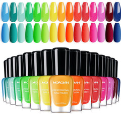 Morovan neon colors nail polish set swatches show vibrant quick-dry finishes for spring looks.