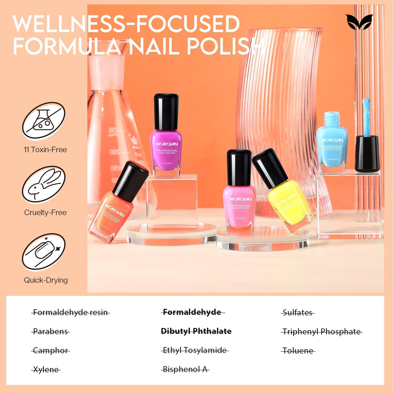 Morovan neon nail polish set hand application shows beginner-friendly brush and streak-free results.