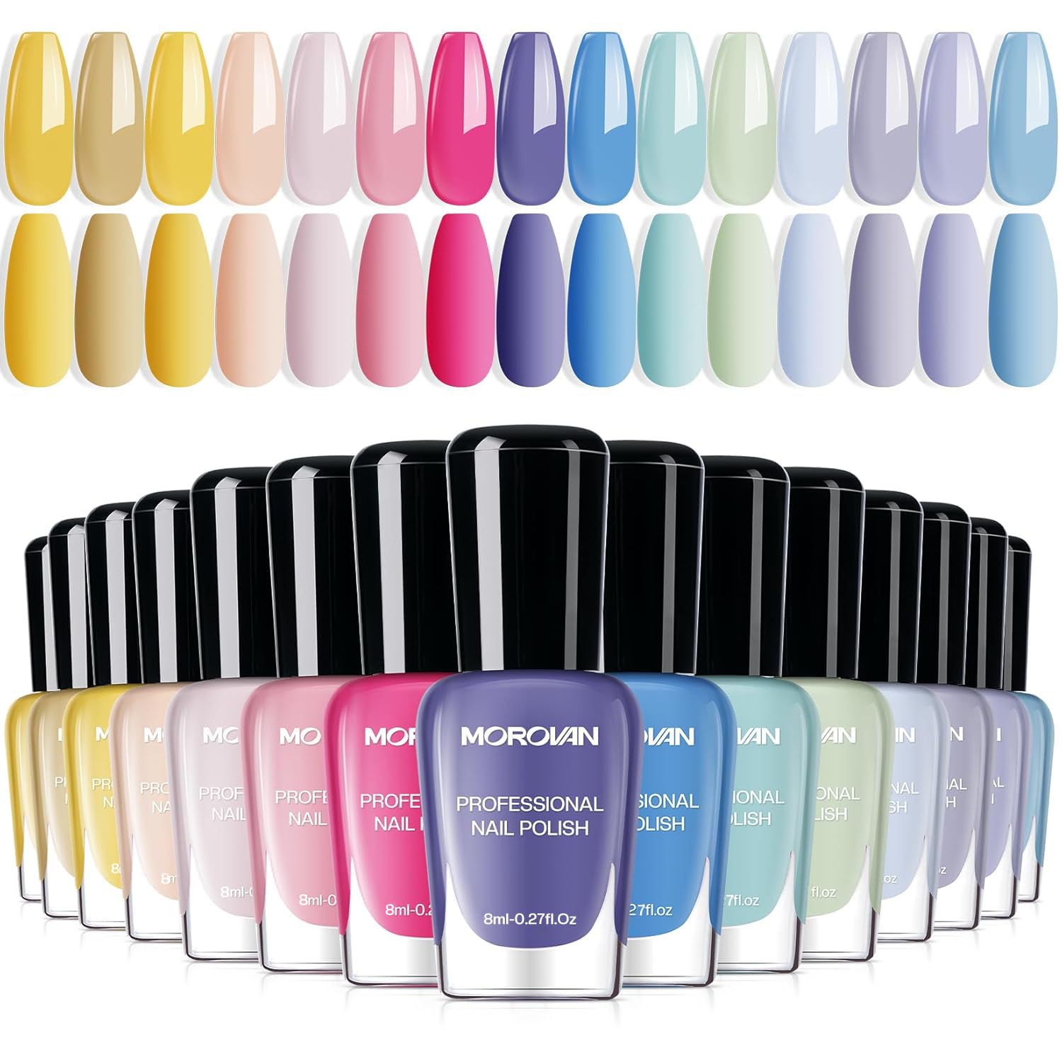 Morovan Pastel Nail Polish Set macaron color palette for soft spring pairing