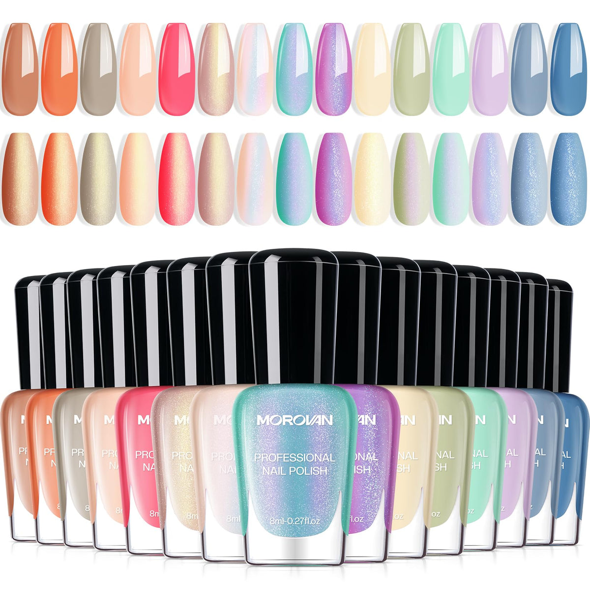 Morovan pearl-nail-polish-set mermaid-glitter bottle offers iridescent shimmer for elegant looks.