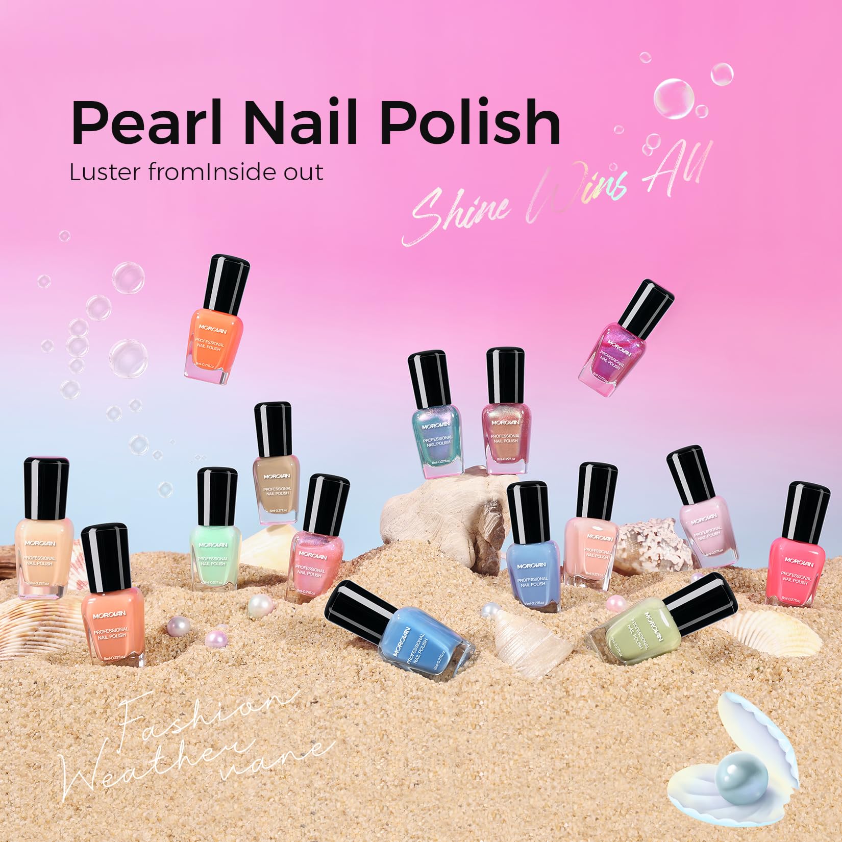 Morovan pearl-nail-polish-set regular-colors base shades enhance everyday nails with smooth coverage.