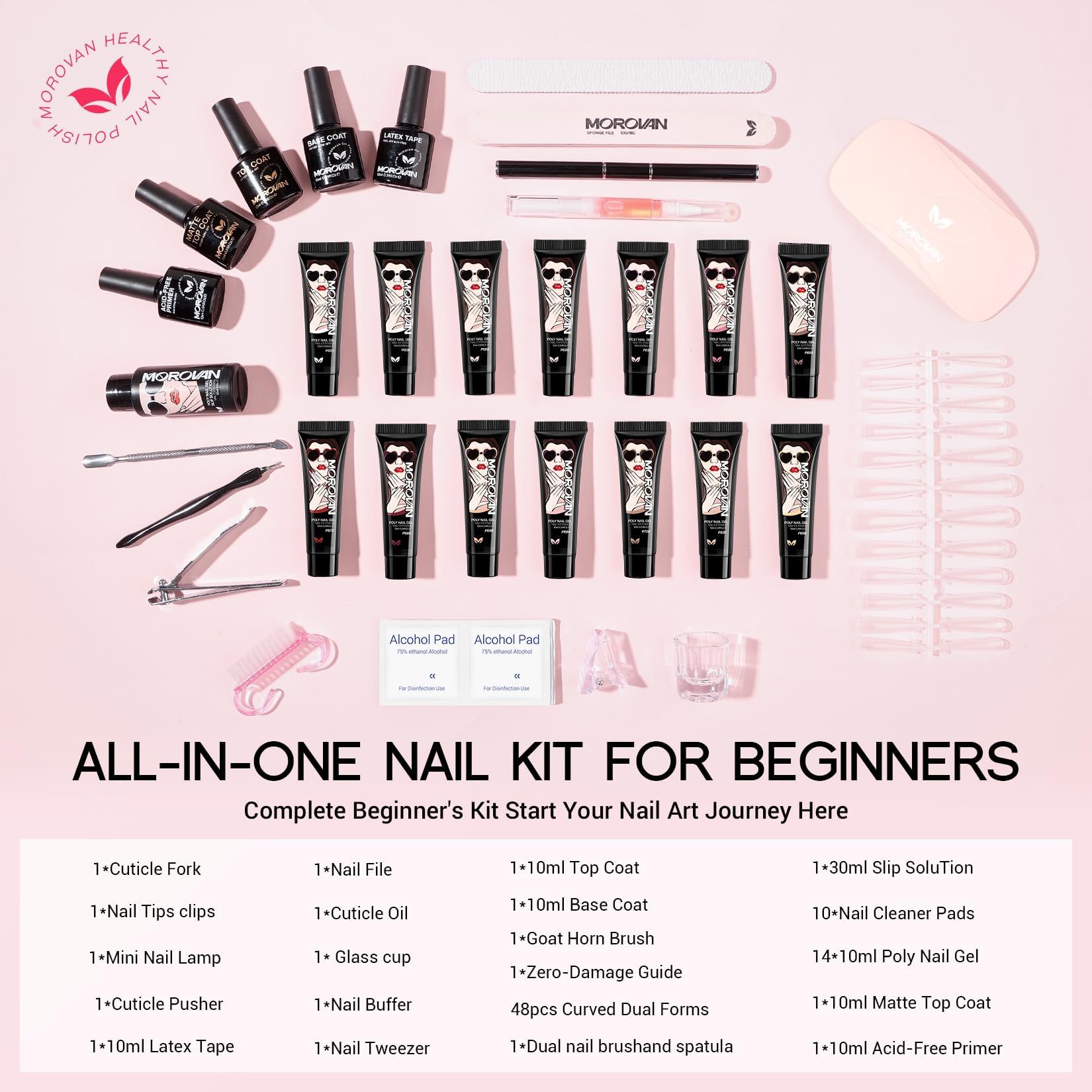 Morovan poly gel nail kit 14-color palette for versatile styling