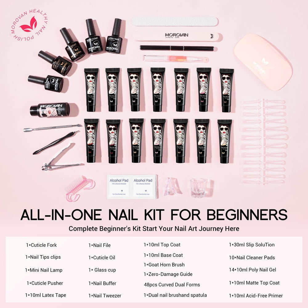 Morovan poly gel nail kit 14-color palette for versatile styling