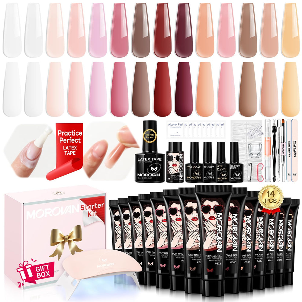 Morovan poly gel nail kit all-in-one with UV lamp for salon-quality at-home nails