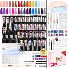 Morovan Poly Gel Nail Kit color palette with 32 shades for versatile manicures
