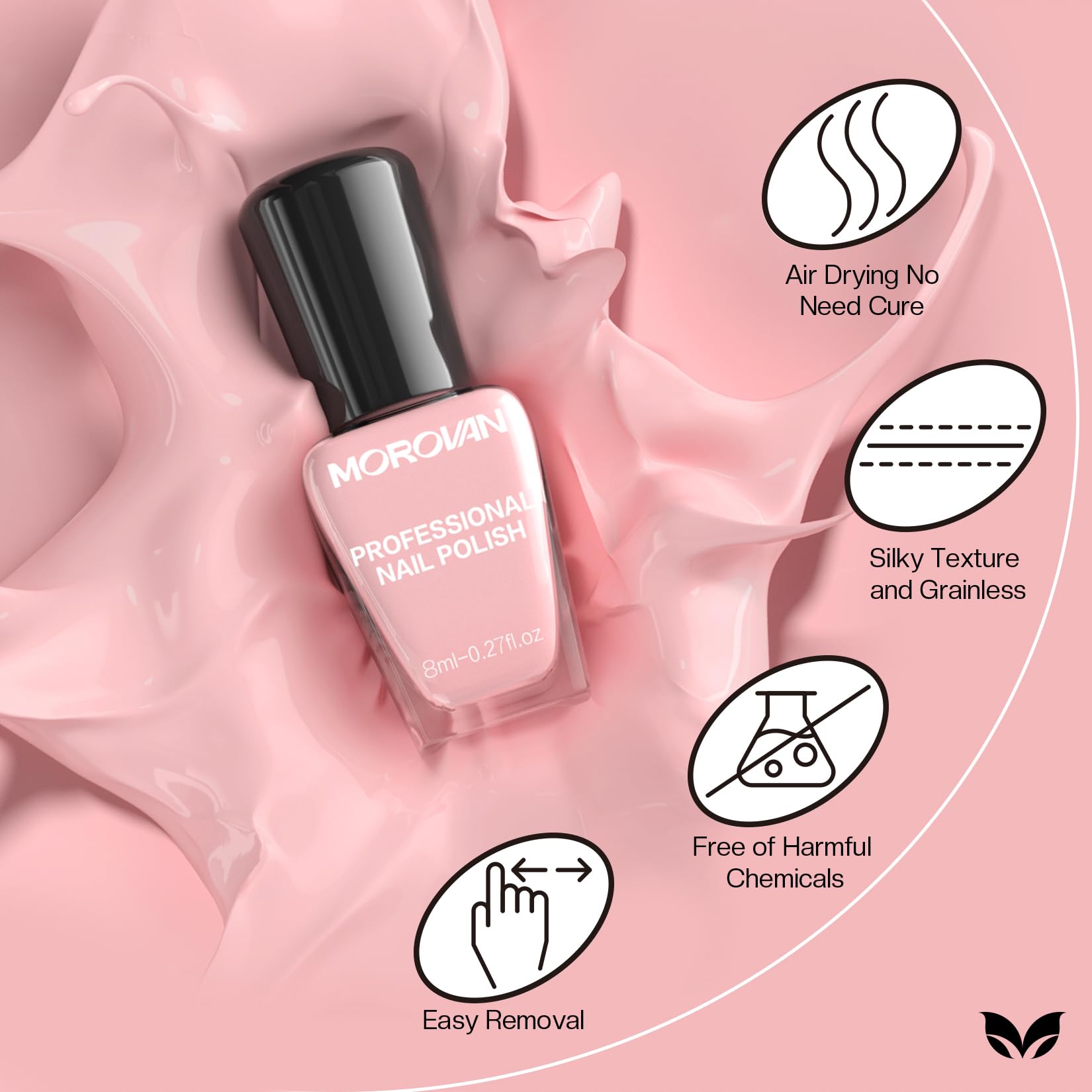 Morovan Rose Nail Polish Set cherry red and pink palette photographed on hands.