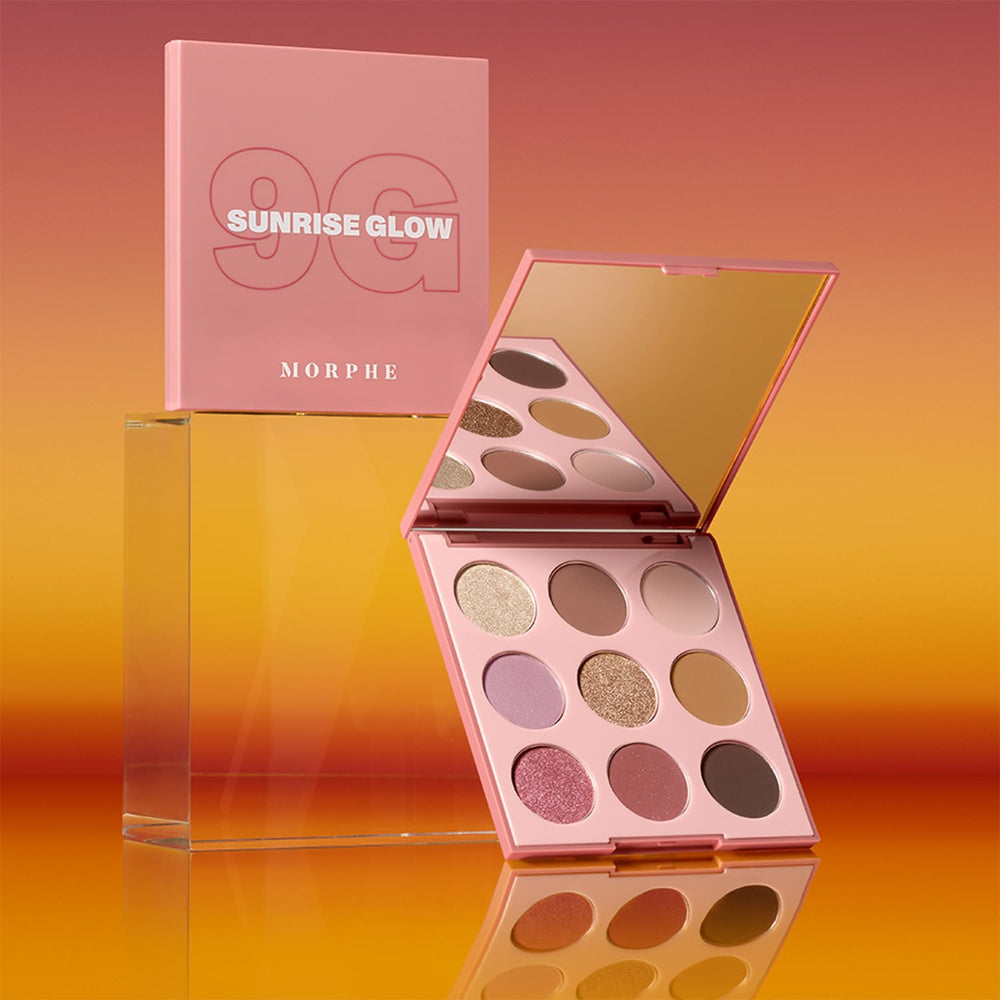 Morphe 9G Sunrise Glow shimmer finishes add dimension with silky luminosity.