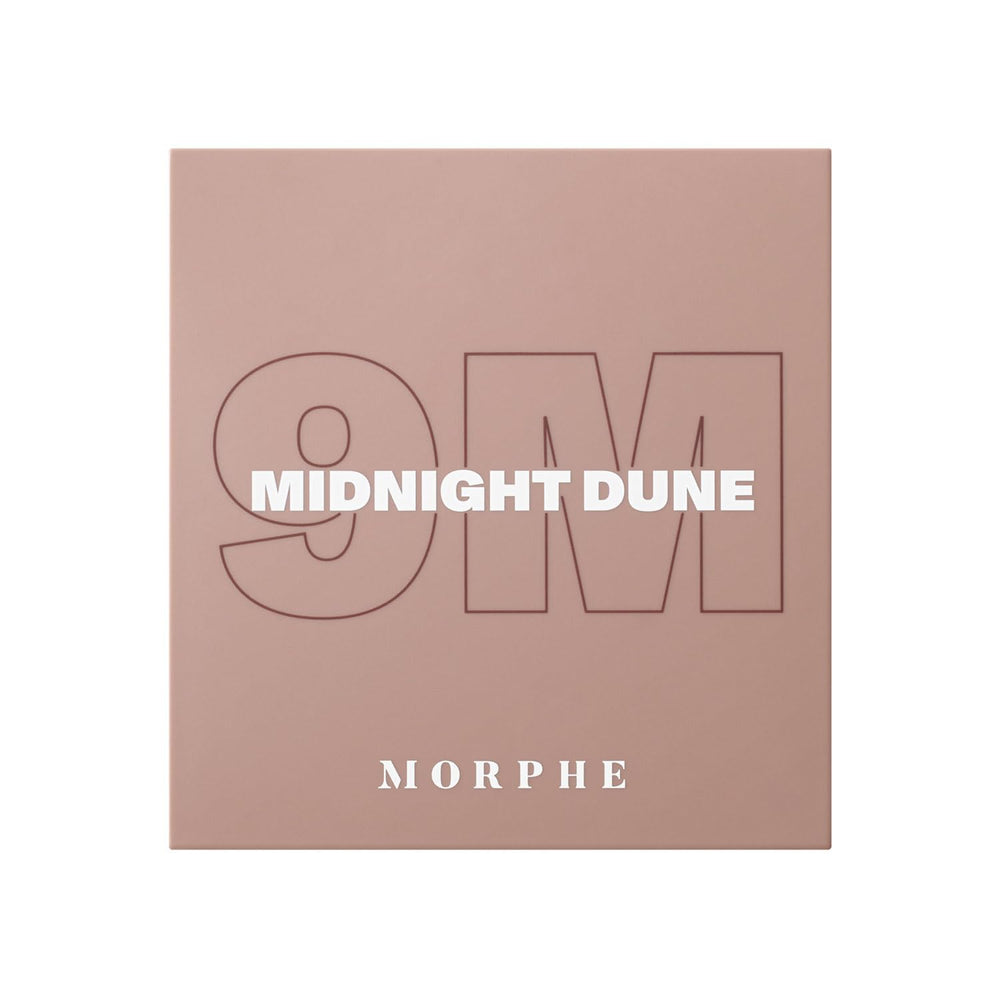 Morphe 9M Midnight Dune swatches closeup highlight rich matte and shimmer payoff.