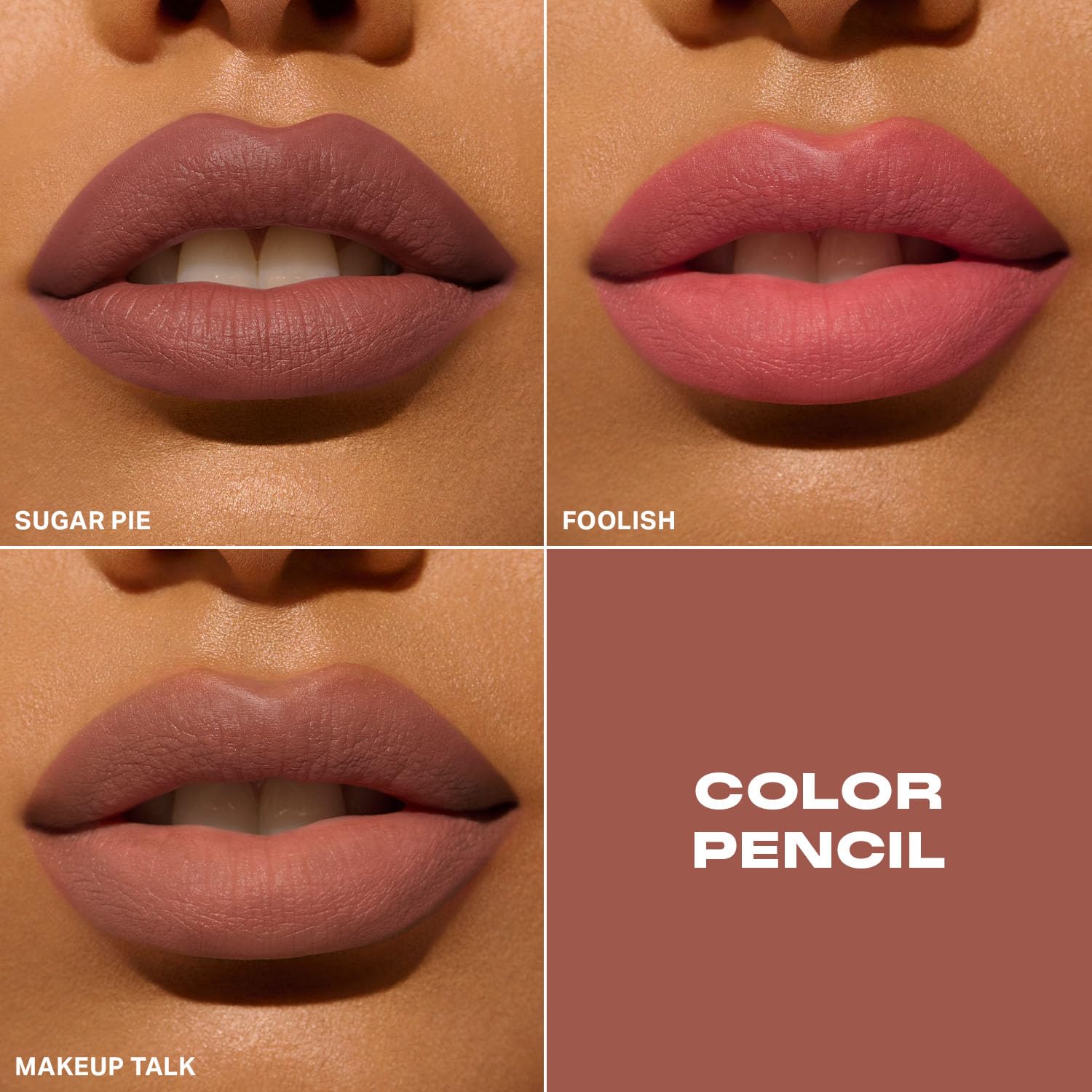 Morphe Color Pencil Bundle swatch Trendsetter on lips for bold versatility.