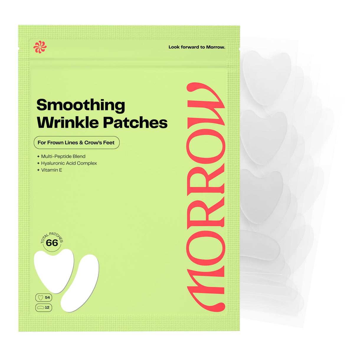 Morrow Beauty peptide-smoothing-wrinkle-patches packaged highlight non-invasive wrinkle care