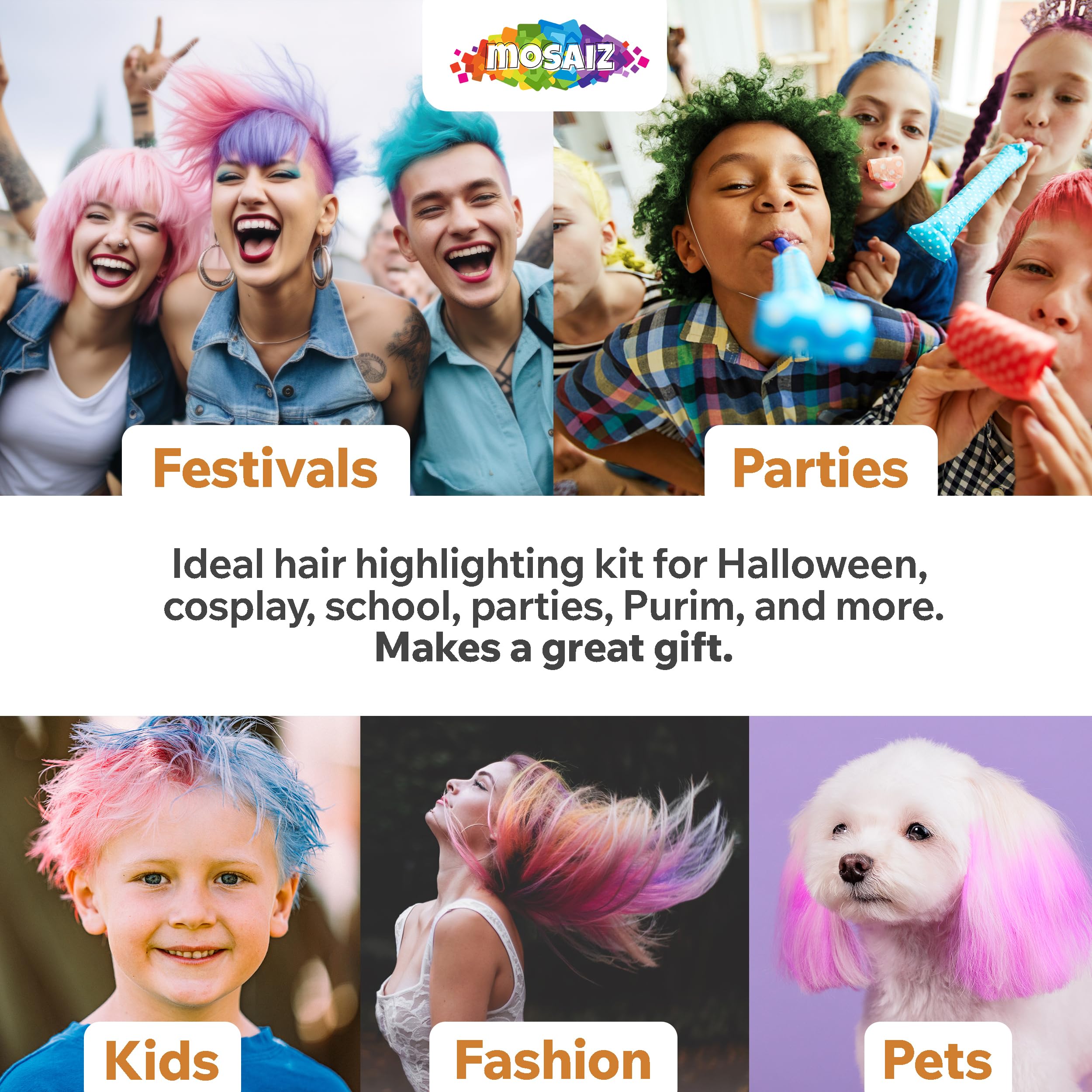 Mosaiz hair chalk with metallic shimmer for vibrant looks