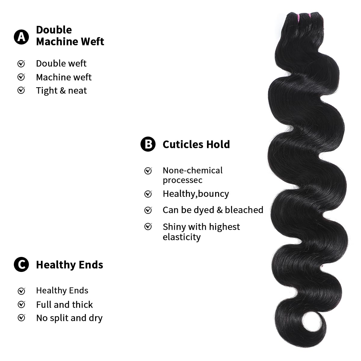 Mosari 15A raw hair bundles close-up texture shows smooth body and minimal shedding.